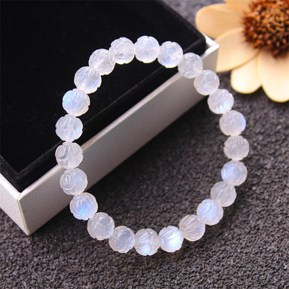 Mytthstone Natural Moonstone Lotus Love Bracelet