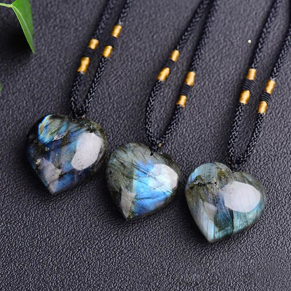 Mythstone Labradorite Love Heart Support Necklace Pendant