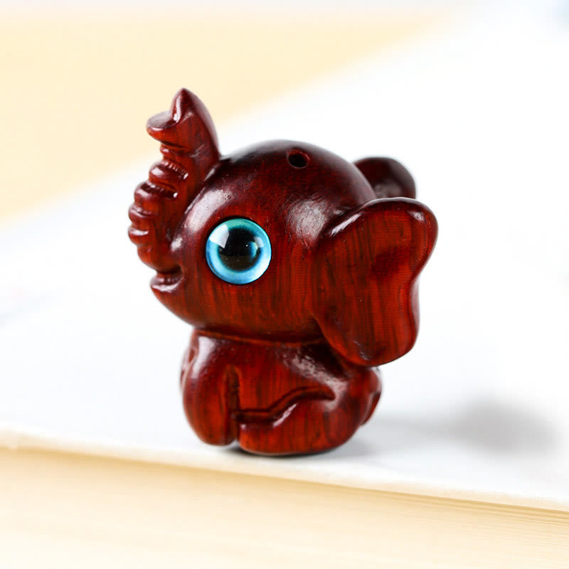 Mythstone Sandalwood Small Leaf Red Sandalwood Green Sandalwood Lucky Mini Elephant Carved Protection Decoration