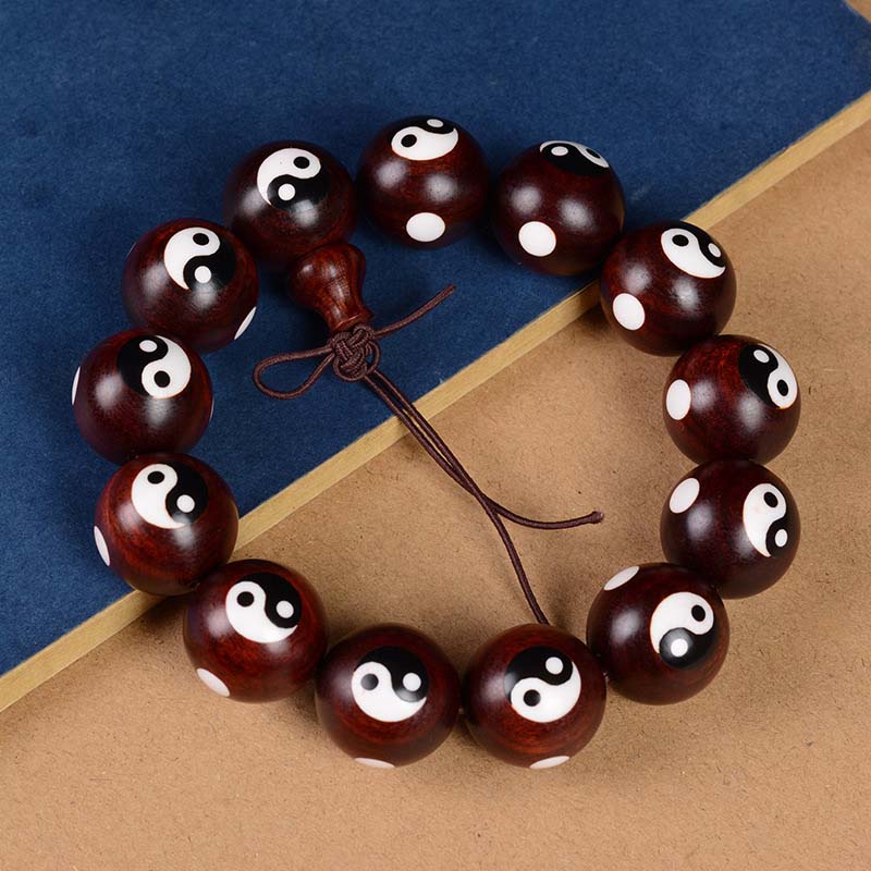 Mythstone Small Leaf Red Sandalwood Yin Yang Protection Bracelet