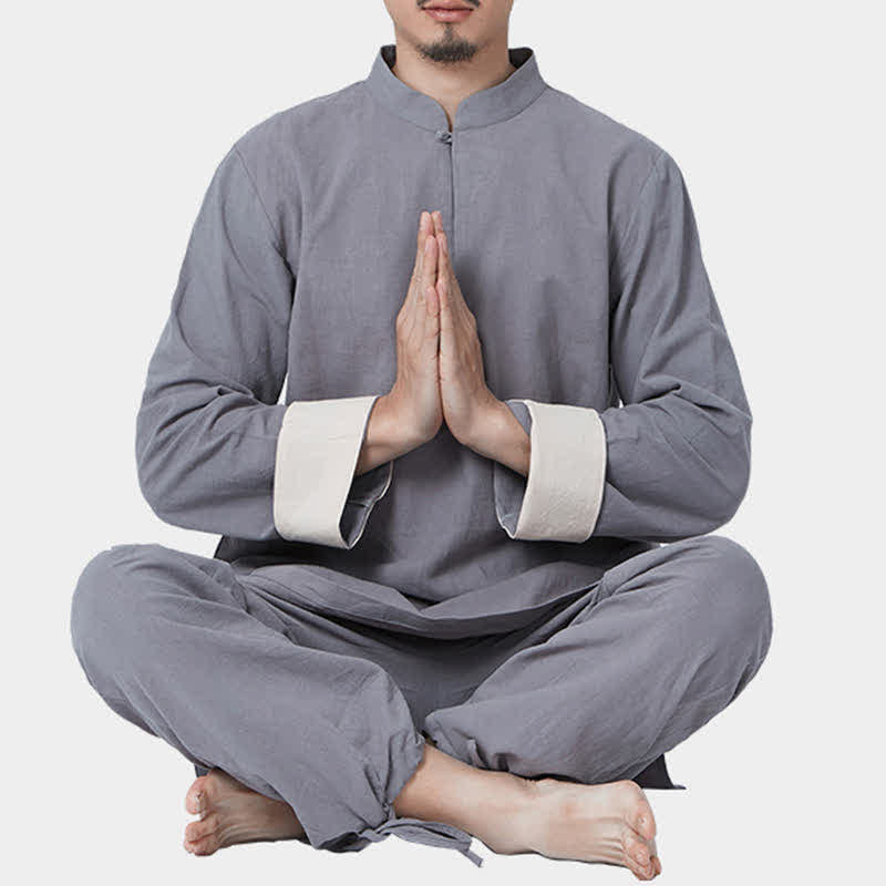 Mythstone Spiritual Zen Meditation Yoga Prayer Practice Cotton Linen Clothing Men's Set