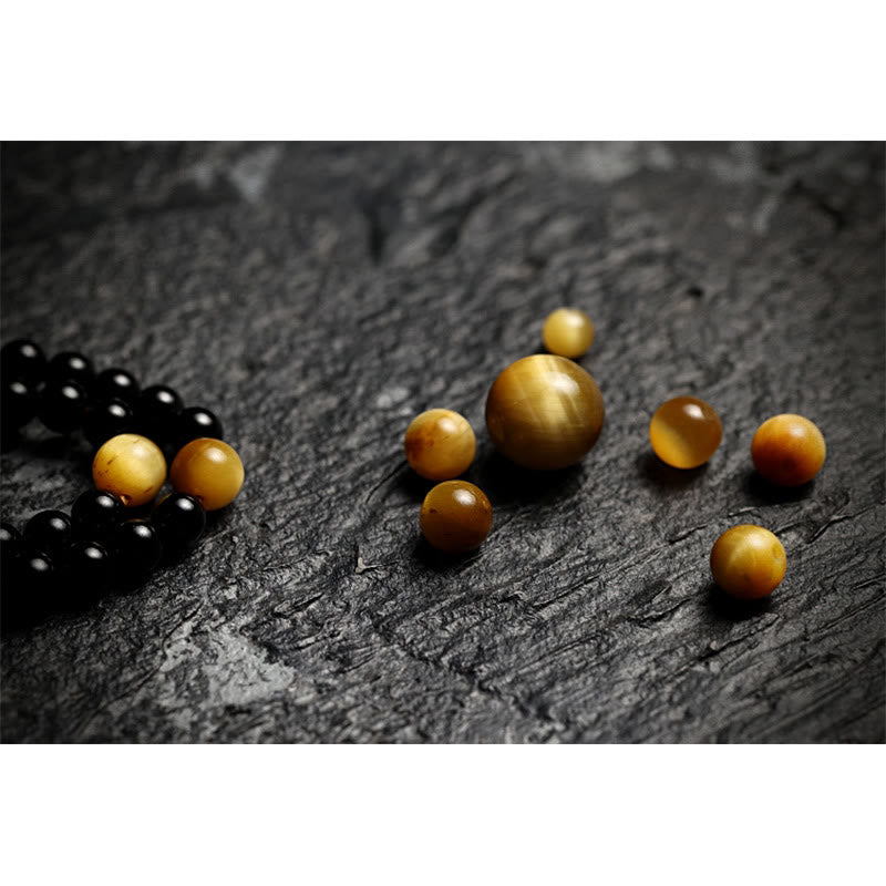 Mythstone Tibetan 108 Mala Beads Black Onyx Tiger Eye Beads Nine Palaces Bagua Protection Bracelet