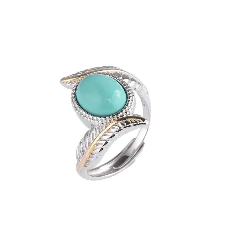 Mythstone 925 Sterling Silver Turquoise Feather Strength Protection Ring