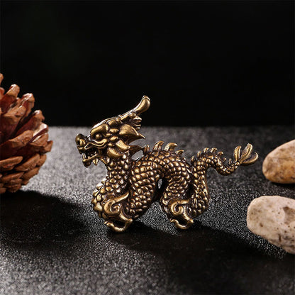 Mythstone Year Of The Dragon Small Auspicious Brass Dragon Luck Success Home Decoration