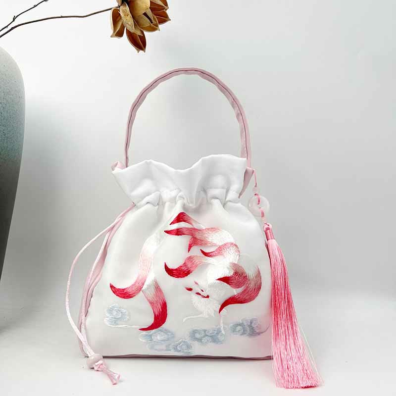 Mythstone Suzhou Embroidery Rabbit Lotus Epiphyllum Peony Magnolia Silk Tote Crossbody Bag Shoulder Bag Handbag