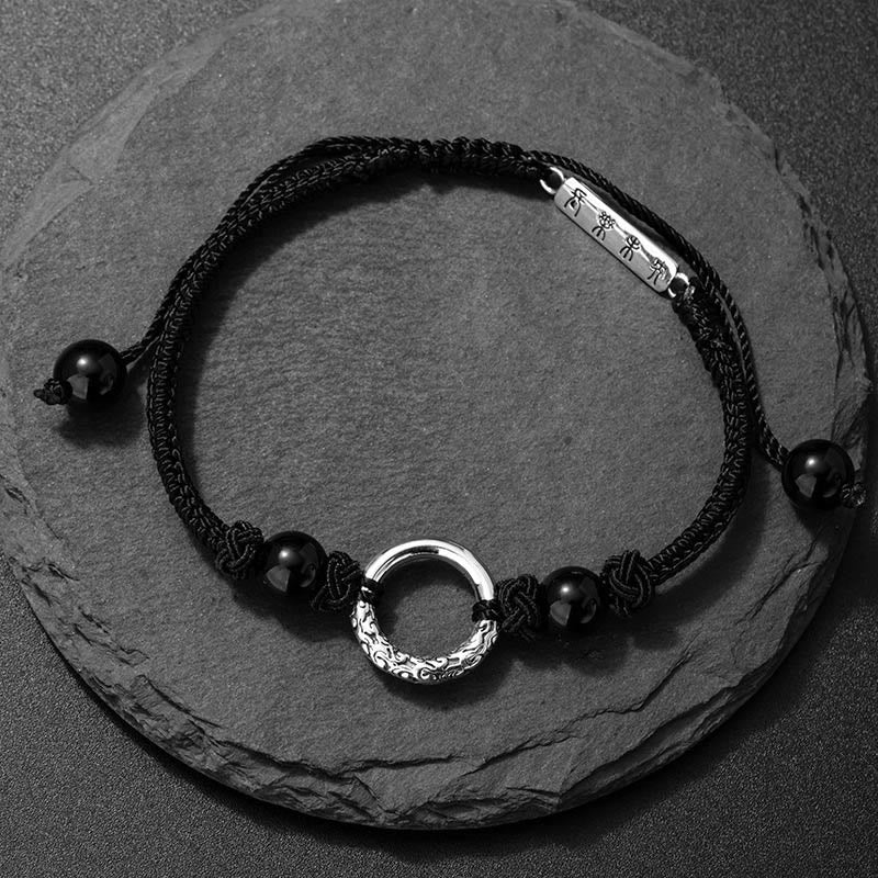 Mythstone 925 Sterling Silver Black Onyx Peace Buckle Protection Bracelet