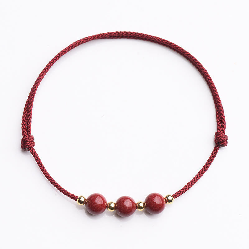 Mytthstone Natural Lucky Cinnabar Bead Blessing String Bracelet Anklet