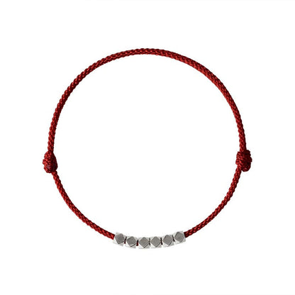 MythStone 925 Sterling Silver Red String Braid Bracelet Anklet