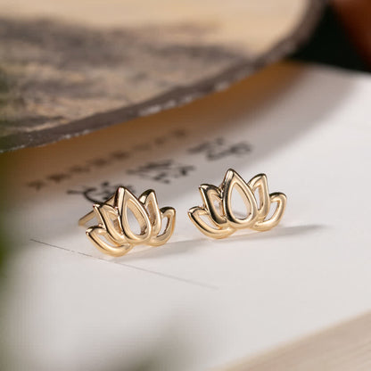 Mythstone 925 Sterling Silver Lotus Flower Blessing Earrings