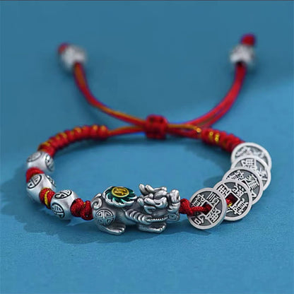 Mythstone Feng Shui Five Emperor Coins PiXiu Protection Wealth Bracelet