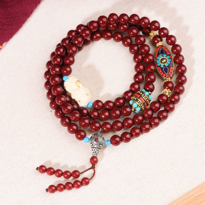 Mythstone Cinnabar Bodhisattva Tara Symbol Calm Bracelet Mala