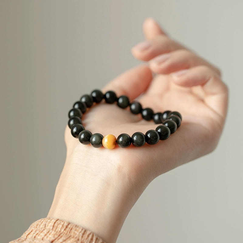 Pulsera de amor positivo con obsidiana arcoíris y ojo de tigre natural Mythstone