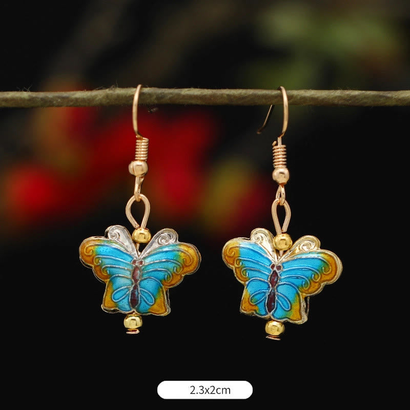 Mythstone Lotus Butterfly Flower Alloy Copper Enlightenment Drop Earrings