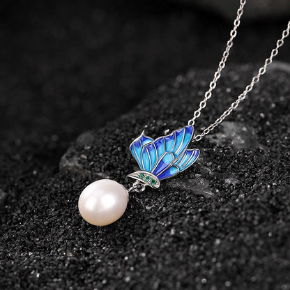 Mythstone 925 Sterling Silver Pearl Butterfly Healing Necklace Pendant Earrings Ring