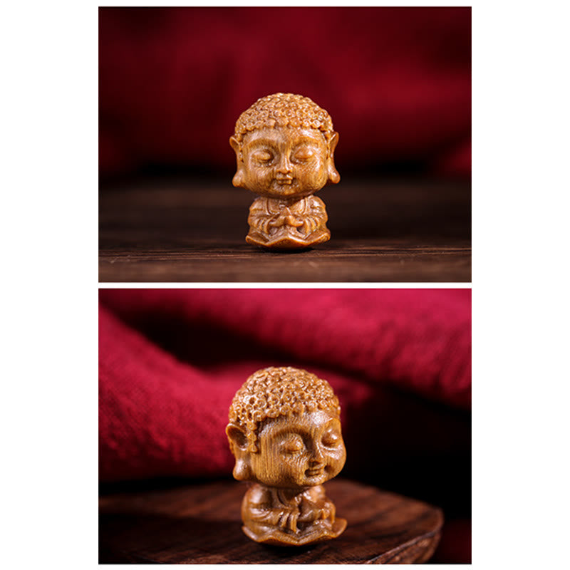 Mythstone Chinese Zodiac Natal Buddha Green Sandalwood Lotus Engraved Positive Home Decoration