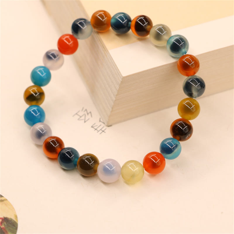 Pulsera de cuentas de ágata de caramelo de colores Mythstone con poder curativo