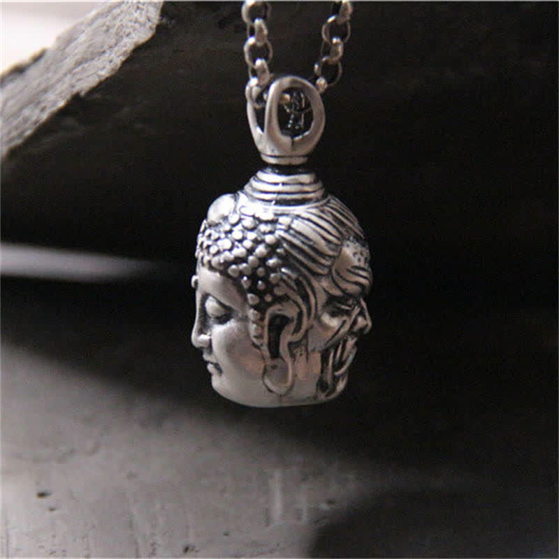 Mythstone 999 Sterling Silver Buddha Demon Serenity Necklace Pendant