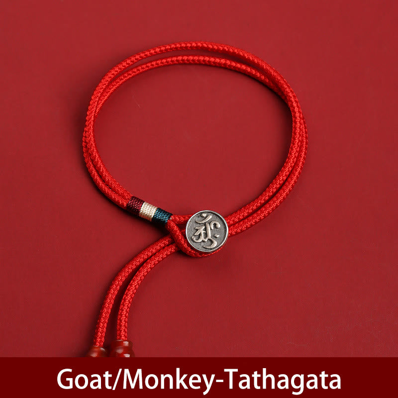 Mythstone 925 Sterling Silver Chinese Zodiac Luck Braided Red String Double Layer Bracelet