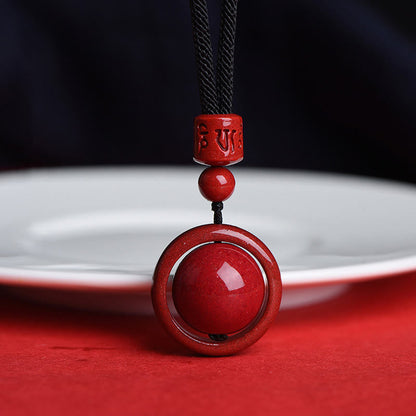 Mythstone Cinnabar Om Mani Padme Hum PiXiu Blessing Lucky Bead Necklace Pendant