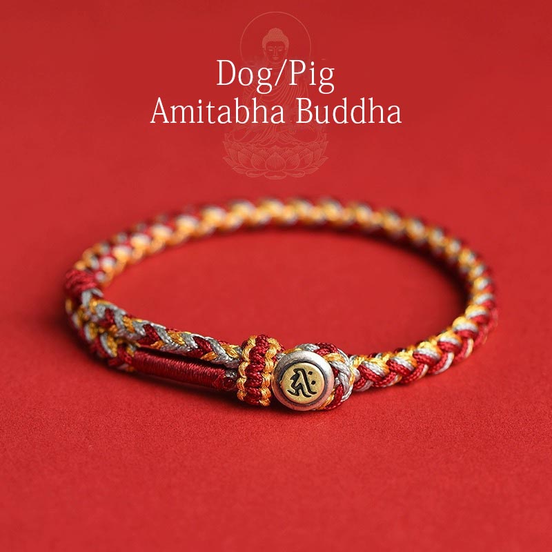 Pulsera de cuerda de protección de Buda natal del zodiaco chino del año del dragón hecha a mano en plata de ley 925 de Mythstone