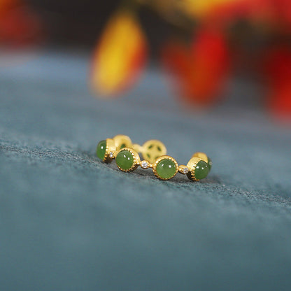 Mythstone Cyan Jade Healing Calm Adjustable Ring