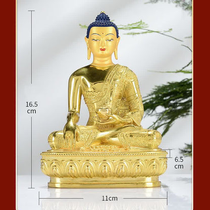 Mythstone Buddha Shakyamuni Figurine Enlightenment Copper Statue Home Offering Decoration