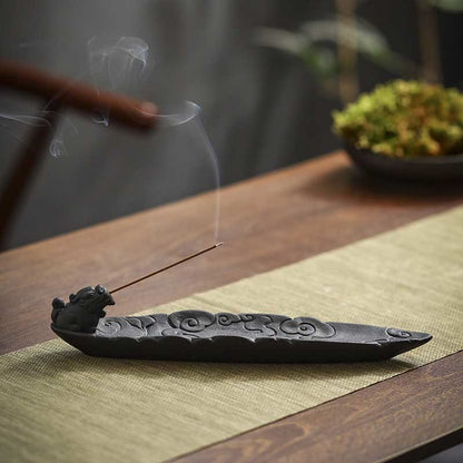 Mythstone Auspicious Clouds Pixiu Healing Ceramic Stick Incense Burner Decoration