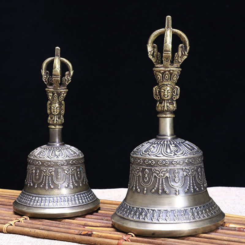 Mythstone Tibetan Meditation Bell and Vajra Dorje Copper Enlightenment Decoration Set