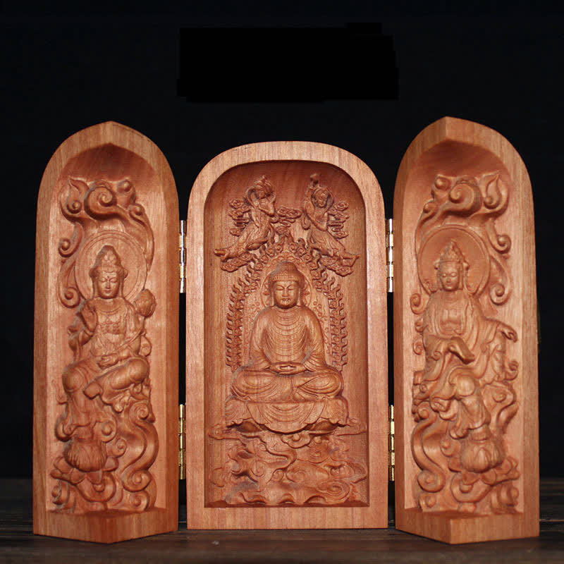 Mythstone Avalokitesvara Kwan Yin Buddha Cherry Wood Compassion Home Decoration Altar