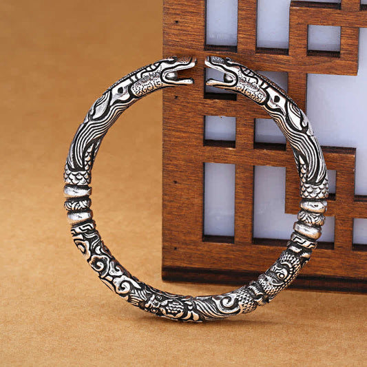 Mythstone Dragon Head Carved Luck Bracelet Bangle