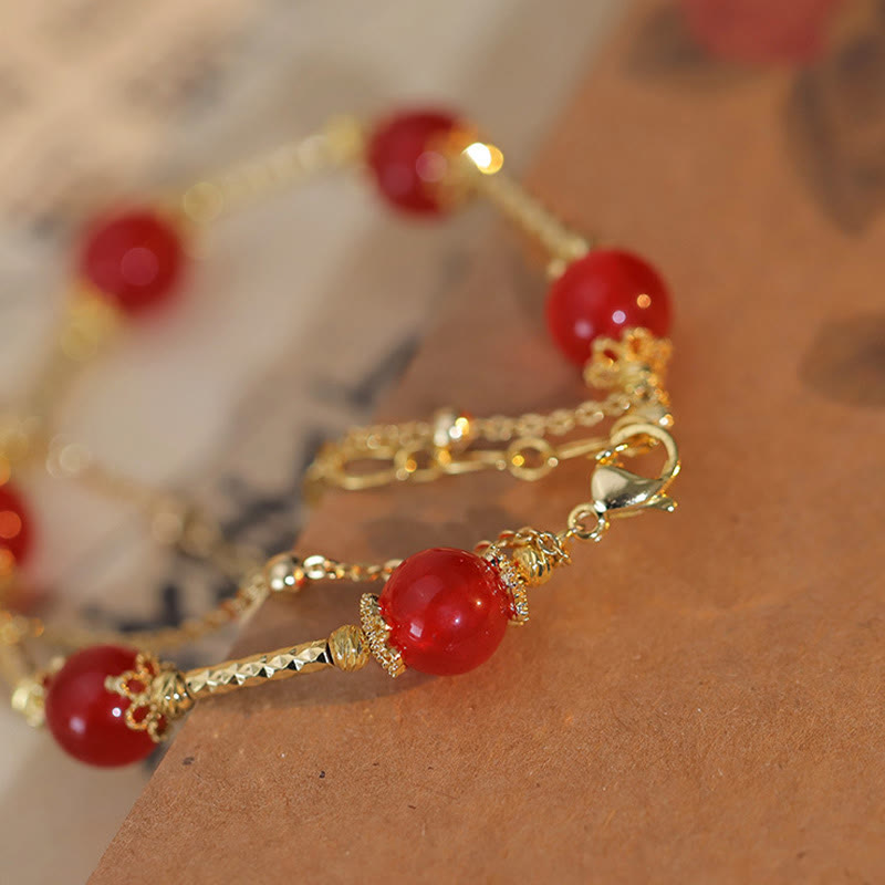 Pulsera de autoaceptación con dije de personaje Fu de ágata roja de Mythstone 