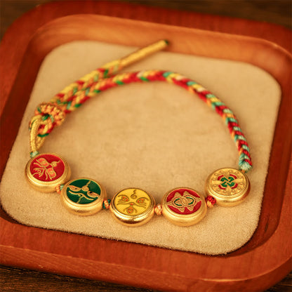 Mythstone Tibetan Five God Of Wealth Colorful Rope Braided Luck Bracelet