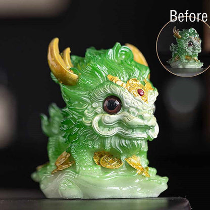 Mythstone Color Changing Small Kirin Resin Tea Pet Home Figurine Decoration