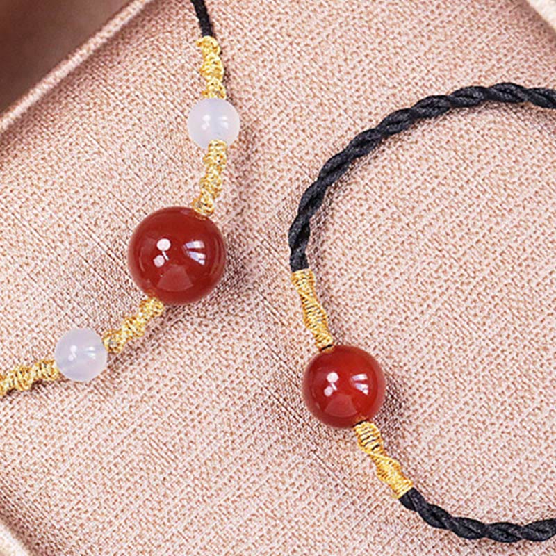 Mythstone Natural Red Agate Chalcedony Self-acceptance Confidence String Bead Bracelet Necklace Pendant