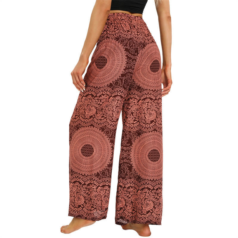 Mythstone Boho Lace-up Wide Leg Pants Women's Yoga Pants