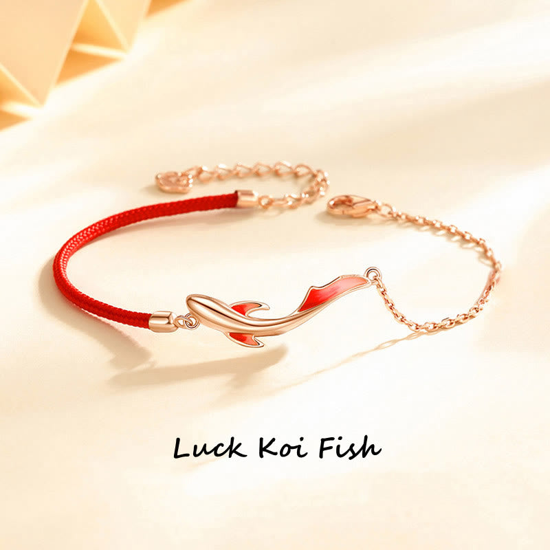 Mythstone 925 Sterling Silver Luck Koi Fish Lotus Star Braided Red String Bracelet