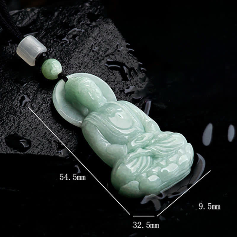 Mythstone Amitabha Buddha Jade Amulet Compassion String Necklace