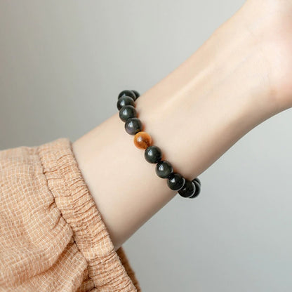 Pulsera de amor positivo con obsidiana arcoíris y ojo de tigre natural Mythstone