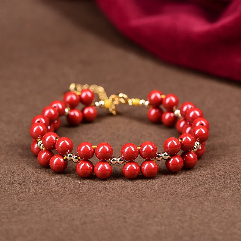 Mythstone Natural Cinnabar Beaded Blessing Bracelet