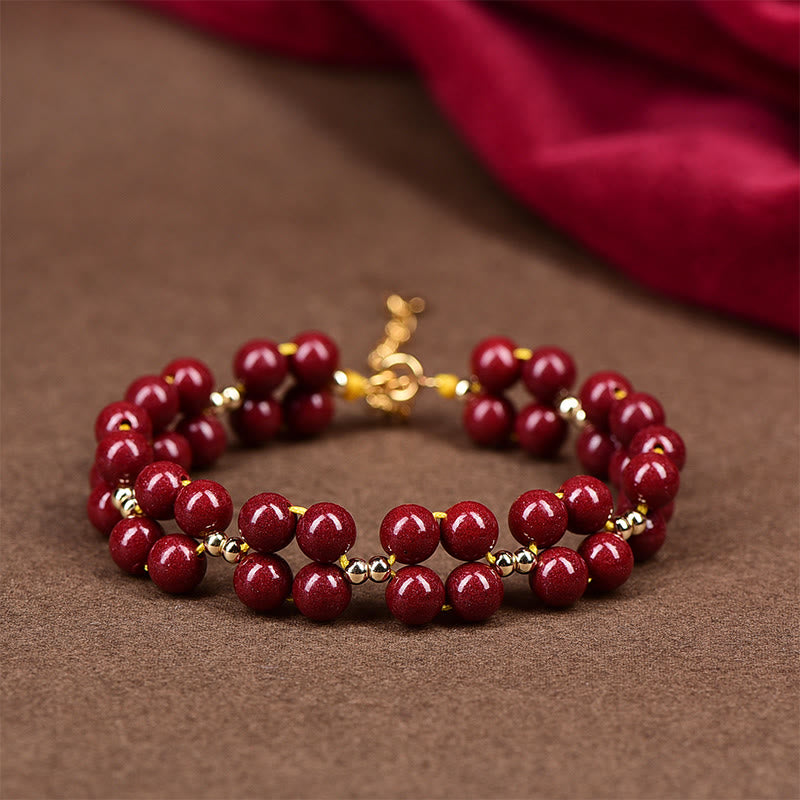 Mythstone Natural Cinnabar Beaded Blessing Bracelet