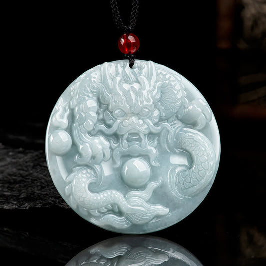 Mythstone Chinese Zodiac Dragon Jade Success Amulet String Necklace