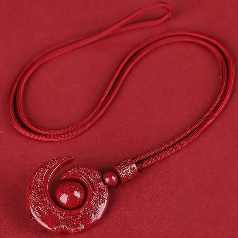 Mythstone One's Luck Improves Design Patern Natural Cinnabar Concentration Necklace Pendant