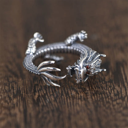 Mythstone 925 Sterling Silver Dragon Luck Protection Ring