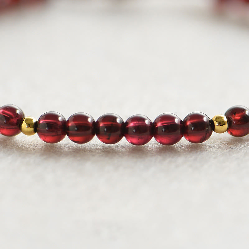 Mythstone Natural Garnet Golden Beads Stability Bracelet