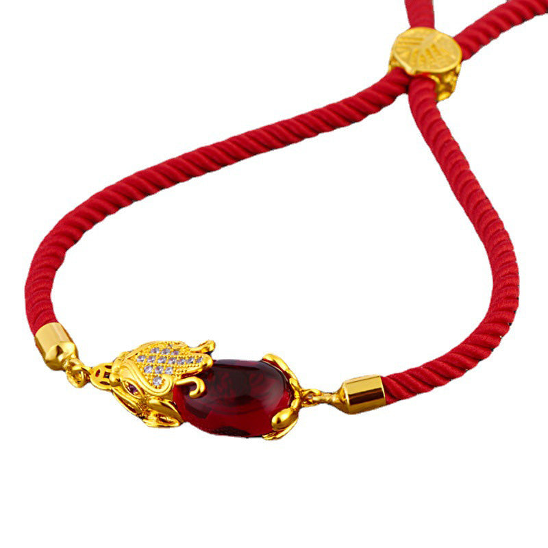 Mythstone Wealth Attractor Red Agate Pixiu Red String Bracelet