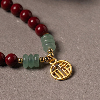 Mythstone Cinnabar Green Aventurine Luck Blessing Bracelet