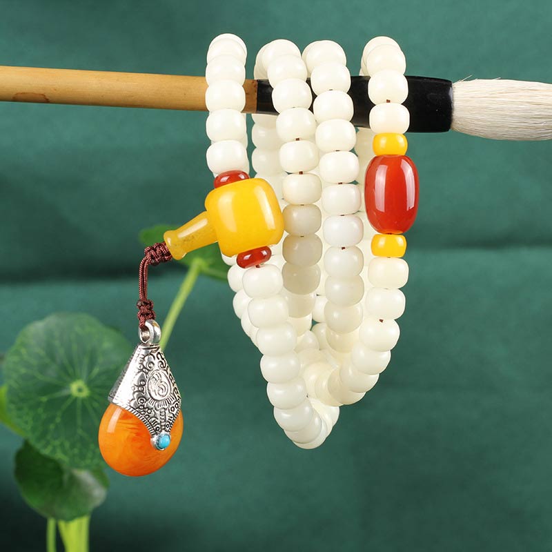 Mythstone Tibetan Mala White Bodhi Seed Blessing Bracelet