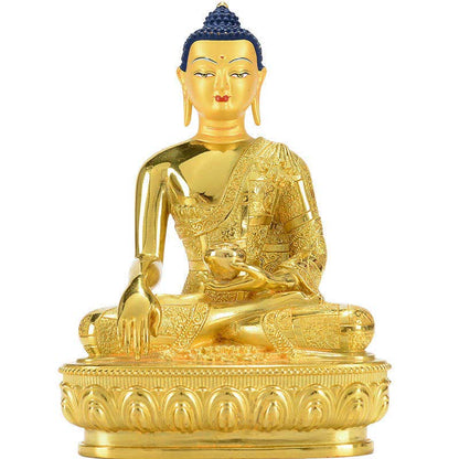 Mythstone Buddha Shakyamuni Figurine Enlightenment Copper Statue Home Offering Decoration