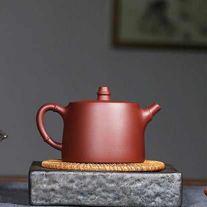 Mythstone Handmade Vintage Bamboo Purple Clay Kung Fu Teapot