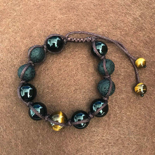 Mythstone Lava Rock Tiger Eye Stone Support Healing String Bracelet